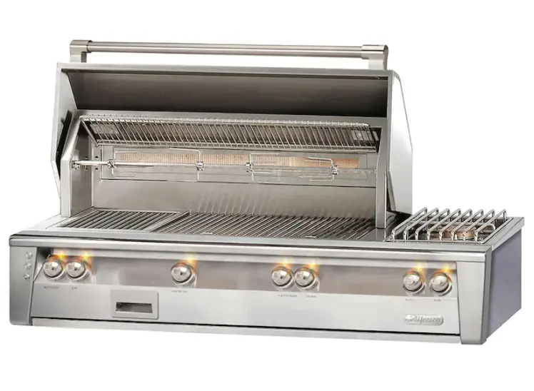 Alfresco ALXE 56-Inch Built-In Gas Grill with Rotisserie and Side Burner
